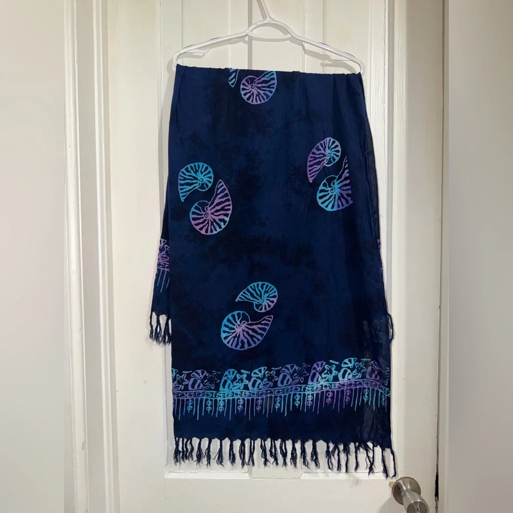 Nautical Blue and Purple Sarong women's swim suit towel light weight nautical